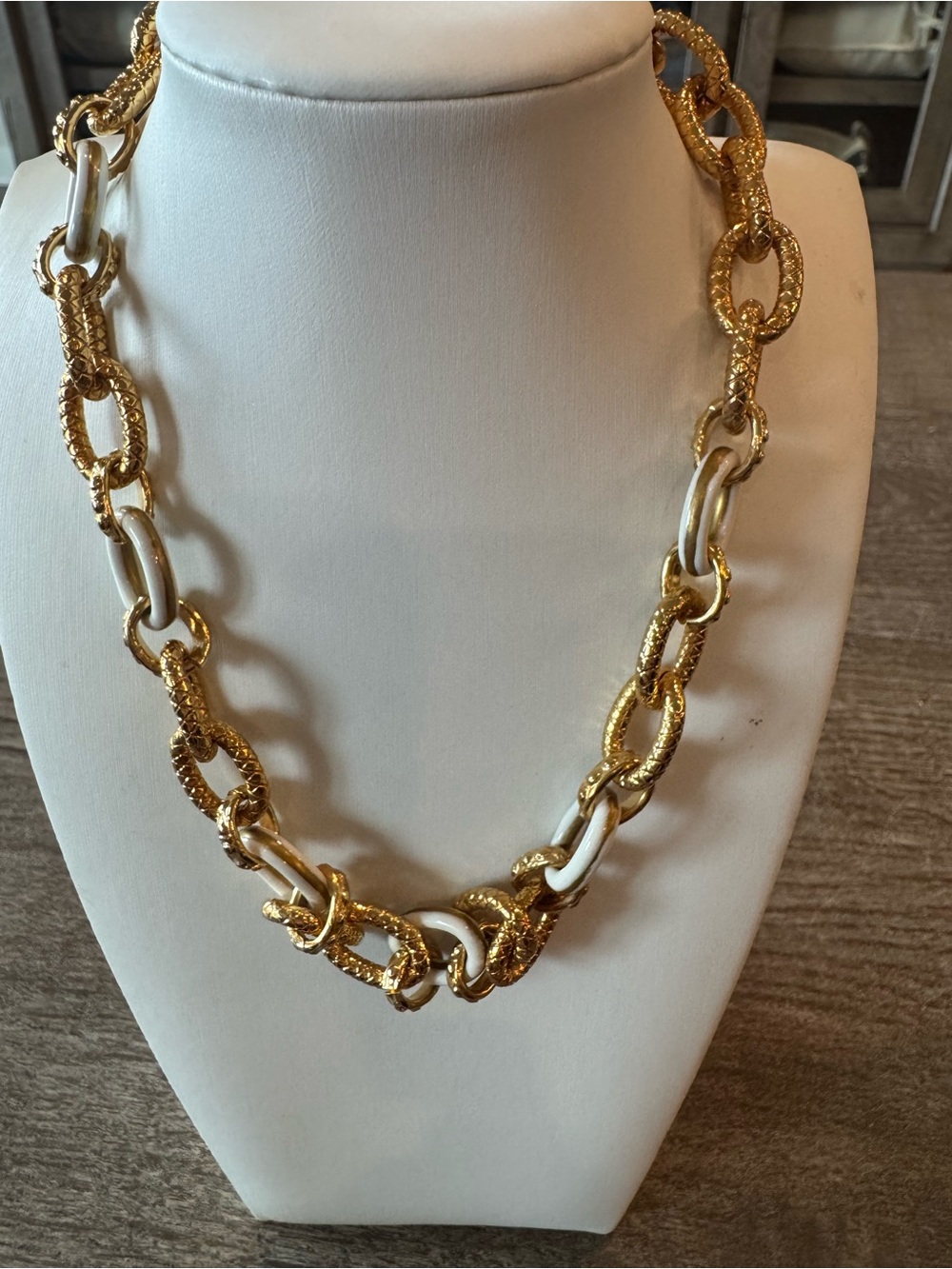 Gold Plate and Enamel Link Necklace - NEW!